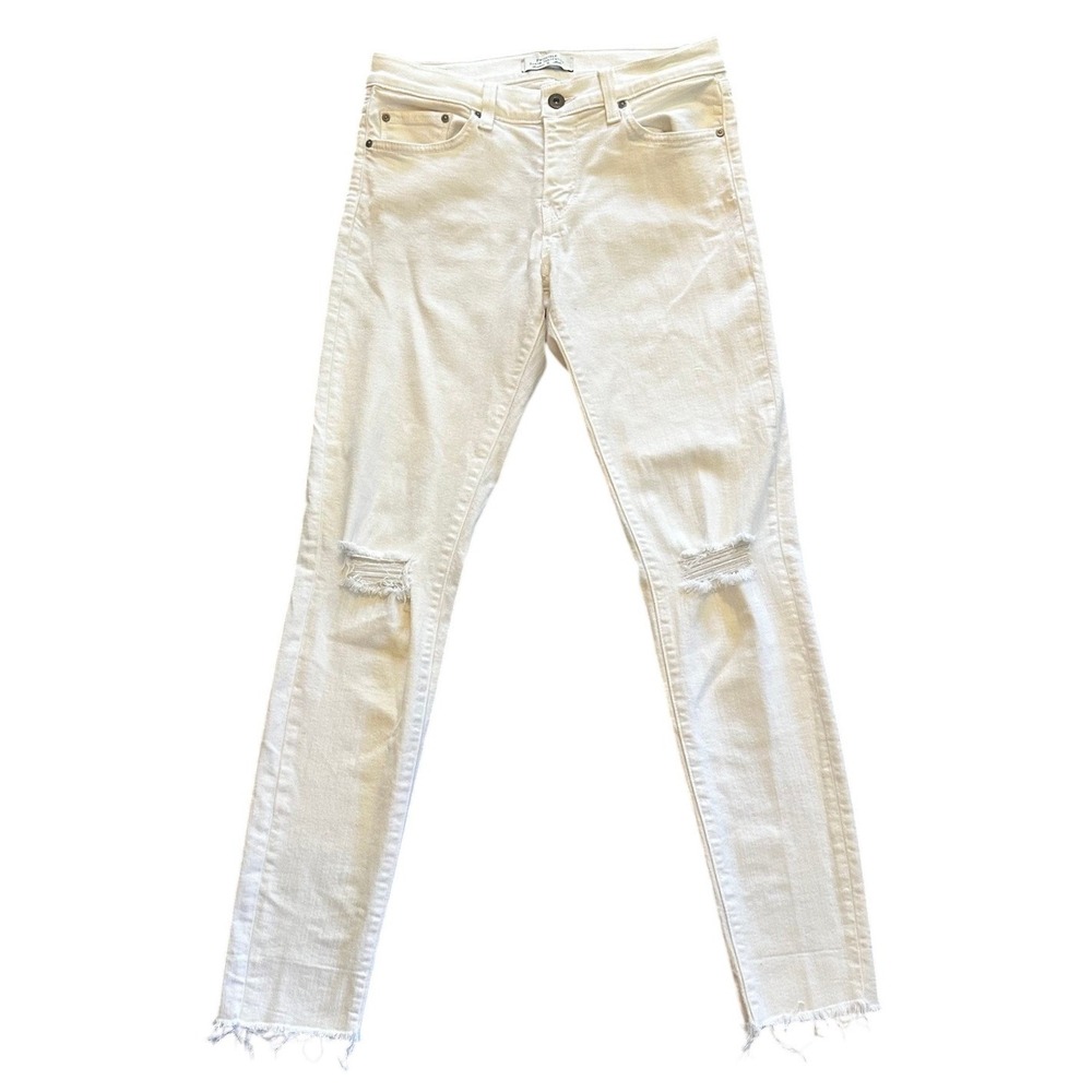 Principle Denim Innovators White Distressed Skinny Jeans Womens Size 28